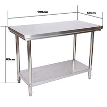 Wiltec Tavolo di Lavoro in Acciaio Inox 100 x 60 x 85 cm Tavolo da Giardino