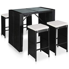 Tidyard Set Arredo Giardino/Set Tavolino Bar/Set Mobili Bistro, Tavolo con 4 Sedie e 4 Cuscini, PE/Vetro/Acciaio