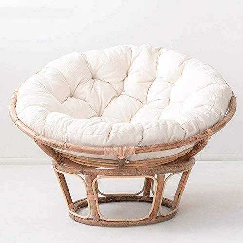 MSM Soffici Rotondo Cuscino per Sedia,Papasan Appeso Cestino Grandi Dimensioni Confortevole Cuscini di Seduta,Giardino Amaca Swing Posto A Sedere Letto Beige Diametro:105cm/47inch