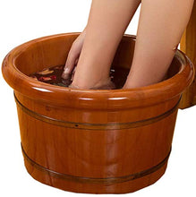 XHDMJ Vasca per Piedi in Legno Massello con Vasca Pediluvio Ispessita E Copertura per Massaggio Pedicure A Casa, Marrone, 41X35Cm