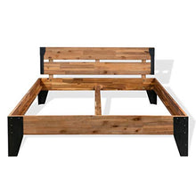 FAMIROSA Struttura Letto in Legno Massello di Acacia e Acciaio 140x200 cm