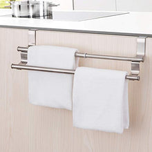 OLDJTK Portasciugamani Doppio for Appendere sopra la Porta dell'Armadio da Cucina - Porta Asciugamani - Non è necessaria la Perforazione - Adatto Anche Come Porta Asciugamani da Bagno