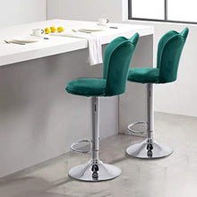 Sh. 2 Coppia Sgabelli da Bar Moderni Girevoli Sedia Cucina Alta con Schienale Quadrato Senza Braccioli Altezza Regolabile in Velluto,Verde