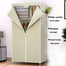 GYAM Armadio in Tessuto, Armadio Semplice Portatile, Armadio Pieghevole con Barra Appendiabiti, Tubo in Acciaio Audace da 16 mm, per Dormitori, Camera da Letto, Spogliatoio, 150x70x45 cm,Beige
