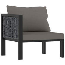 Tidyard Set 6 pz Divani Modulari Angolari da Giardino in Polyrattan Antracite con Tavolino in Vetro,Set Divani da Esterno in Rattan,Divano Angoalre ad Angolo,Divano Modulare