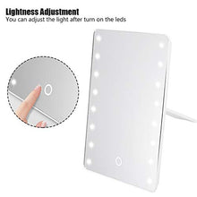 Salmue Specchio per il trucco illuminato,specchio per il trucco illuminato a led con touch screen, rotazione di 180 °,specchio da tavolo illuminato da tavolo dimmerabile da tavolo 16LED