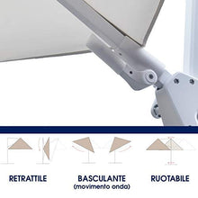 Danieli Ombrellone da Giardino 3x3 | Inclinazione Laterale del Parasole | Struttura in Alluminio Bianco con Chiusura a Soffietto | Telo in Poliestere da 200 gr | Dimensione del Parasole 3x3 mt