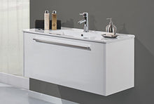 Yellowshop - Mobile Mobiletto Cm 70 da Bagno Sospeso in Legno Ad 1 Cestone Completo di Specchiera Lampada Luce LED E Lavabo in Ceramica Modello Hawaii Varie Colorazioni (Bianco Lucido)
