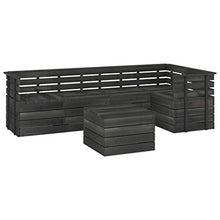 FAMIROSA Set Divani da Giardino su Pallet 6 pz Legno Pino Grigio Scuro-3753
