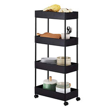 LYM &ripiano di stoccaggio Cucina Scaffale, Multi-Funzione Domestica Storage Rack da Terra Carrello con Ruote scaffalatura a 4 Strati Scaffale di Finitura