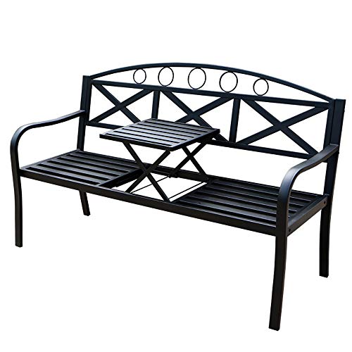 Panchine Da Balcone All'aperto, Panchine Da Terrazza Con Tavolini Regolabili, Panchine In Metallo Pressofuso Per Il Tempo Libero, Adatte Per Balcone / Veranda / Ponte (con Cuscini E Cuscini)