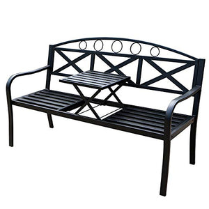 Panchine Da Balcone All'aperto, Panchine Da Terrazza Con Tavolini Regolabili, Panchine In Metallo Pressofuso Per Il Tempo Libero, Adatte Per Balcone / Veranda / Ponte (con Cuscini E Cuscini)