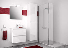 Allibert Mobili da Bagno Set Sottopensile 60 cm Lavabo Lavandino Specchio Armadietto Laterale senza Maniglie