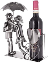 BRUBAKER Coppia Portabottiglie Vino con Ombrello - Oggetto Decorativo - Supporto per Bottiglie di Metallo - con Biglietto d'Auguri per il Vino Regalo