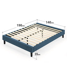 ZINUS Curtis 35 cm Telaio del letto a piattaforma imbottito | Base per materasso | Supporto per doghe in legno | Facile da montare | 140 x 190 cm | Blu Navy