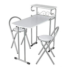 Set di sedie da tavolo 3 pezzi, tavolo da pranzo pieghevole per sala da pranzo, cortile, patio e balcone, con ripiano portaoggetti