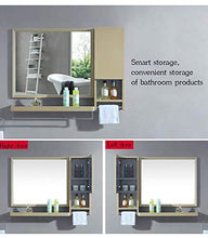 AJH Specchio da Bagno Rettangolare Moderno e Minimalista in Acciaio Inossidabile con pratici armadi Laterali e portasciugamani monostrato Portaoggetti da Parete per Bagno Uno
