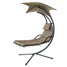 SoBuy Dondolo da Giardino e casa Lettino Prendisole in Metallo con Tettuccio a Foglia e Cuscino Incluso Max Portata 150 kg (OGS39-BR)