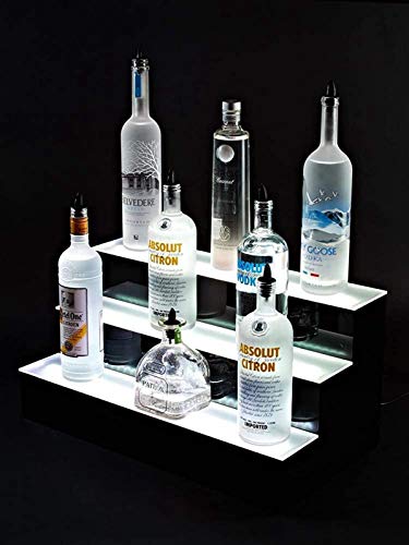 Porta Bottiglie Colore LED Ricaricabile Che Cambia 3 Tiers LED Bar Scaffale Portabottiglie per Vino Porta Display per glorificatore Espositore per Bottiglie di liquore,60 * 33 * 21cm