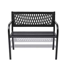 Panca da giardino con telaio in metallo per giardino, cortile, terrazza, patio, parco, caffè, 118 x 50 x 75 cm, capacità di 2 persone