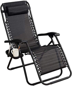 WUY Regolabile Terrazza Sedia a Sdraio Oversized Zero-Gravity Sedia Portatile Courtyard Portabicchiere La Sedia da Campeggio reclinabile è Dotata di portabicchieri e Cuscini in gr