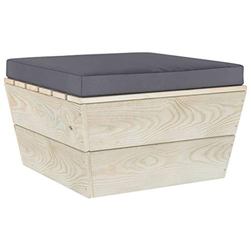vidaXL Ottomana da Giardino su Pallet con Cuscino in Legno di Abete
