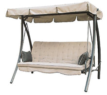 Q.bo srl Dondolo da Giardino 3 Posti con Struttura in Ferro e Schienale Reclinabile Panama Beige