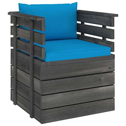 vidaXL Poltrona da Giardino con Cuscini in Legno di Pino