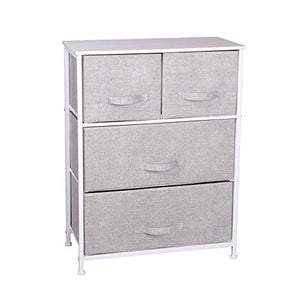Cassettiera in Tessuto con 4 Cassetti, Mobiletto Organizer in Stoffa Metallo e Legno per Camera da Letto Soggiorno Corridoio, Grigio, 60 x 30 x 79 cm