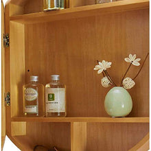WRJ Mobiletto Rotonda Specchio del Bagno, Armadietto di Immagazzinaggio Parete del Bagno Specchio Governo della Medicina con Slow-Chiudi Cornice di Legno,3