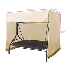 FDSAD Coperchio del Sedile a Battente, Giardino Swing 2/3 Seater Protection Cover, Copertura per mobili Impermeabile, Tutta la Protezione del Tempo,Beige,220 * 125 * 170cm