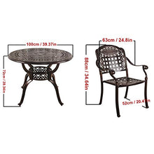 CGBF-Tavolo Rotondo A 4 Posti da 100 cm,Patio Balcone Mobili da Giardino Set Bistrot,Alluminio Fuso in Sabbia Artigianale, Resistente alle Intemperie