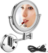 WZDD Specchio da Trucco da Parete 10X Ingrandimento, Specchio Cosmetico Ingranditore da Parete, Specchio Bagno con Luce LED, Allungabile per Bagno, Spa, Hotel