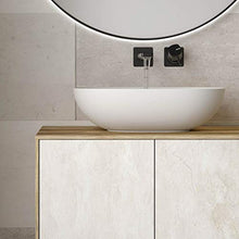 Dafne Italian Design Mobile Bagno Moderno con lavabo a Terra – Castagno Naturale Levigato e Gres porcellanato Ardesia Bianca