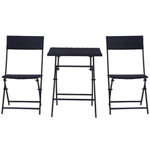 Outsunny Mobili da Giardino in Rattan Set 1 Tavolino e 2 Sedie da Giardino Pieghevoli 3pz Nero