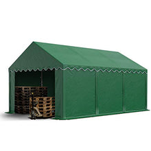 TOOLPORT Tendone deposito 4x6 m Stabile tendone Industriale con telone in PVC di ca. 500 g/m² Verde Scuro tendone agricolo Copertura con Fondo perimetrale e Rinforzi al Tetto