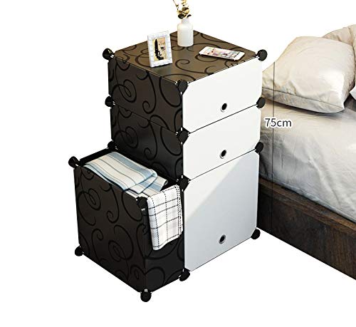 OCCP Armadio da Camera da Letto Fai-da-Te Armadio Multifunzione Scatola di plastica Decorazione Domestica e Deposito per Bambini (Bianco e Nero)