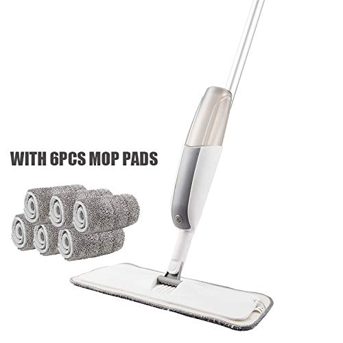 SSAYY Spray Mop Mocio Spray con Cuscinetti in Microfibra Riutilizzabili Mop in Metallo A 360 Gradi Mop per La Cucina di Casa Piastrelle in Ceramica in Legno Laminato Pulizia del Pavimento