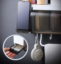 &ripiano di stoccaggio Set portaspazzolino Distributore automatico di dentifricio a parete Scanalature multifunzione Organizer for bagno con tazze Scaffale di finitura (Size : 41cm*33.7cm*14cm)