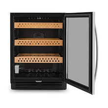 KLARSTEIN El Presidente 127 - Umidificatore per Sigari, Humidor, Porta in Vetro, Telaio in Acciaio, Capacità 127 L, Sigillabile, 42dB, Nero Lucido