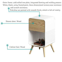 Comodino,Tavolino Laterale Camera da Letto Comodino per Camera da Letto, Tavolino Leggero, Tavolino da Tavolo Assemblato, Tavolo da Bagno in Legno E Ferro con 1 Cassetto Facile da Installare