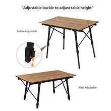 Tavolo pieghevole di riso selvaggio all'aperto, tavolo portatile in lega di alluminio in legno, tavolo barbecue portatile, adatto per cucinare barbecue spiaggia posteriore ospedale,Dark wood grain