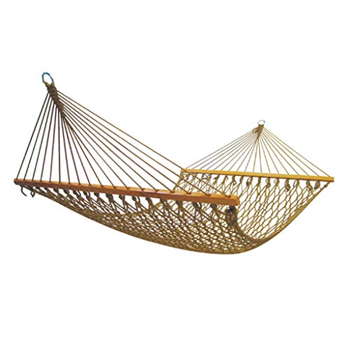 Fabax amaca amaca in legno di cotone rete amaca dondolo sedia per cortile, camera da letto, portico, interno/esterno, portatile spessa tela anti-rollio amaca oscillante (dimensioni: L)