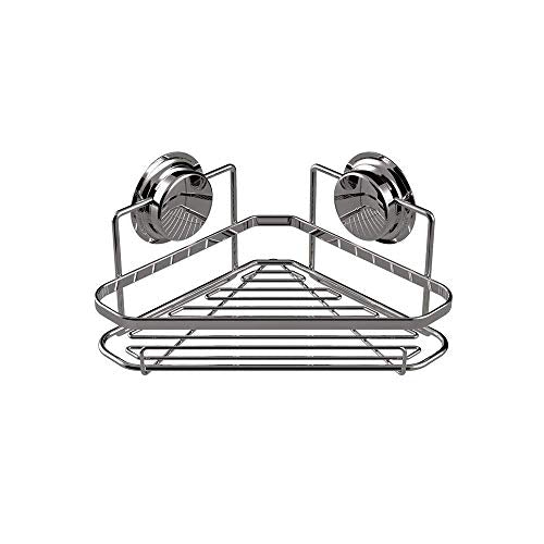 XLTT No Foratura Forte Ventosa Angolare Doccia Caddy Combo Organizer Vasca Doccia Mensola in Acciaio Inox Antiruggine Cesto Portaoggetti Organizer Supporto per Accessori Bagno