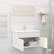 Festnight 2 pz Set Mobili da Bagno, Mobile Bagno Sospeso, Mobile Bagno con Specchio, Mobile Sottolavabo per Bagno in Truciolato Bianco