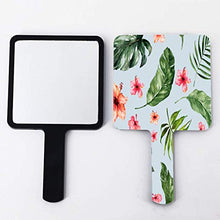 Specchio a mano tropicale Ibisco Botticelli Blu quadrato Palmare Specchio con Manico per Vanity Trucco Casa Salone Viaggi Uso 9 cm L x 16 cm L