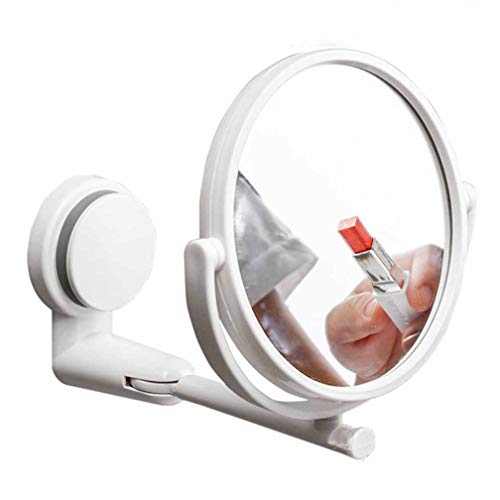 Specchio Trucco, Specchio da Parete per Bagno, Bifacciale Specchio per il trucco, Specchio Cosmetico Pieghevole, Lente d'ingrandimento 2x, 360 ° Girevole, Retrattile, per Camera da Letto, Desktop