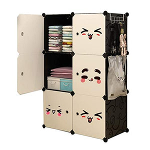 Locker Grande Armadio Armadio Rimovibili di Plastica Withdoor Gitter Scaffali Abbigliamento Home Camera Dormitorio Nero 75X37X111CM MUMUJIN