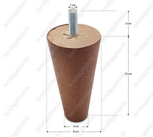 TENDAGGIMANIA Piedi Piedini Legno per Divano Poltrona Gambe Noce Conico Varie Misure (H 12 CM)