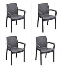 Ipae-Progarden S.P.A. Tomaino - Sedia Regina Antracite impilabile Effetto Rattan Set 4 Pezzi